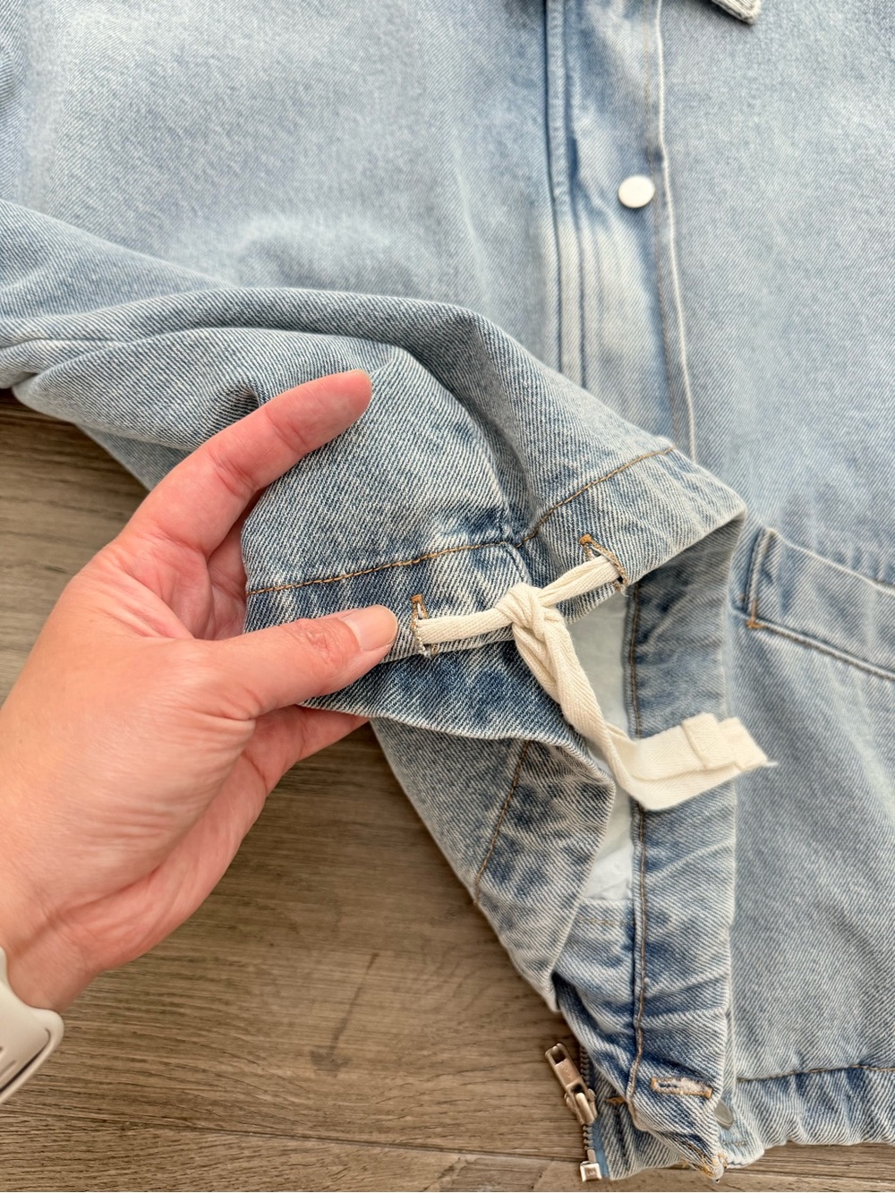 Wishlist Oversized Cotton Denim Cinch Hem Bomber Jacket Large - Picture 9 of 14